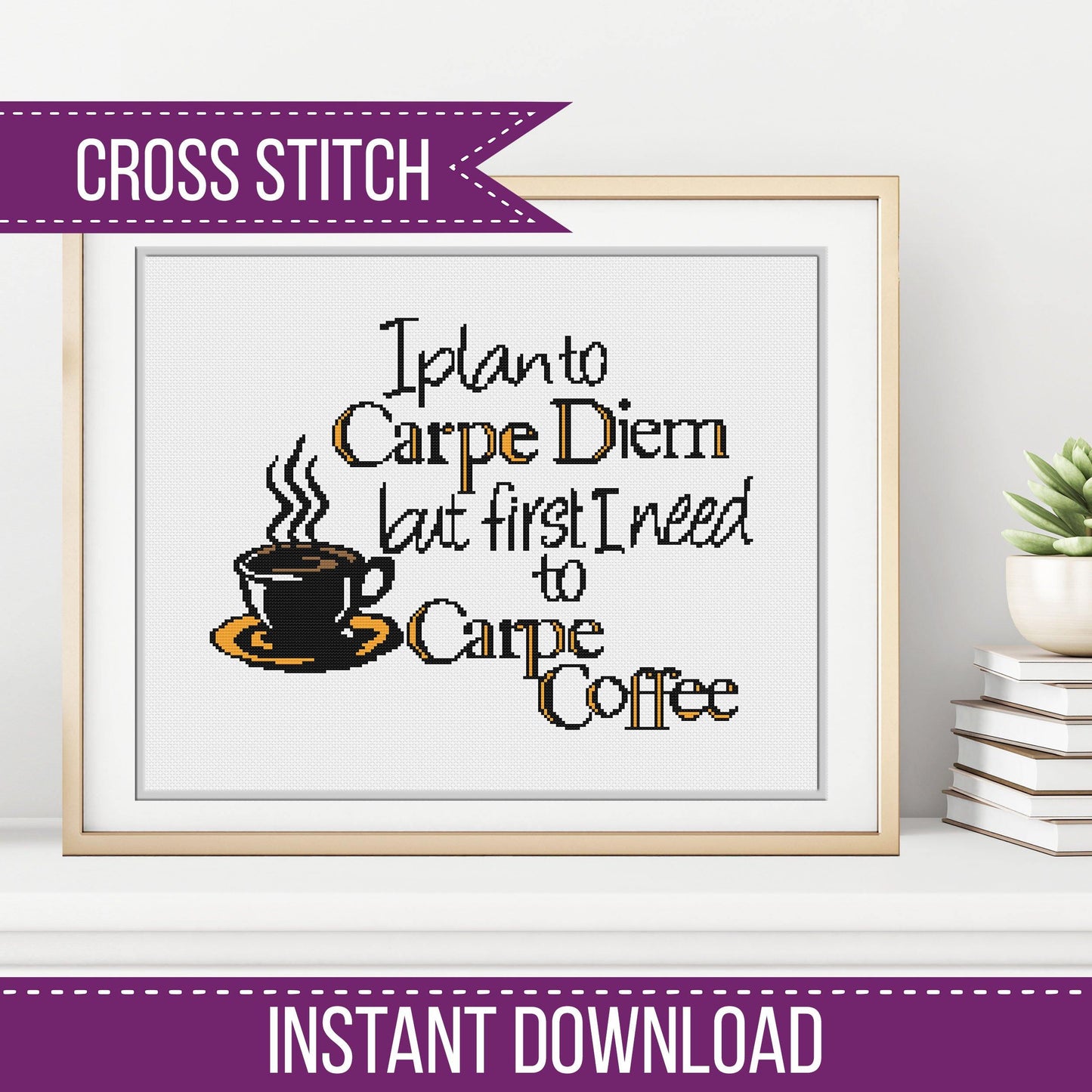 Carpe Coffee - Blackwork Patterns & Cross Stitch by Peppermint Purple