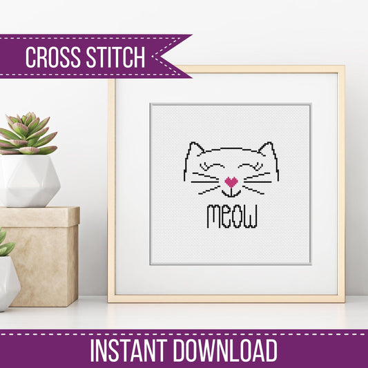 Cat Face - Blackwork Patterns & Cross Stitch by Peppermint Purple