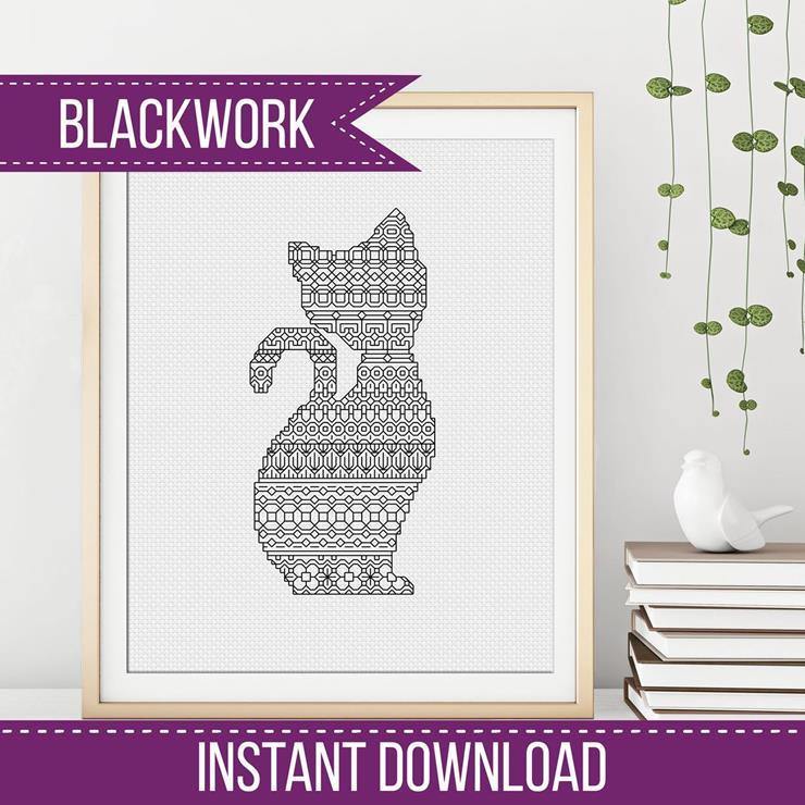 Cat Silhouette - Blackwork Patterns & Cross Stitch by Peppermint Purple