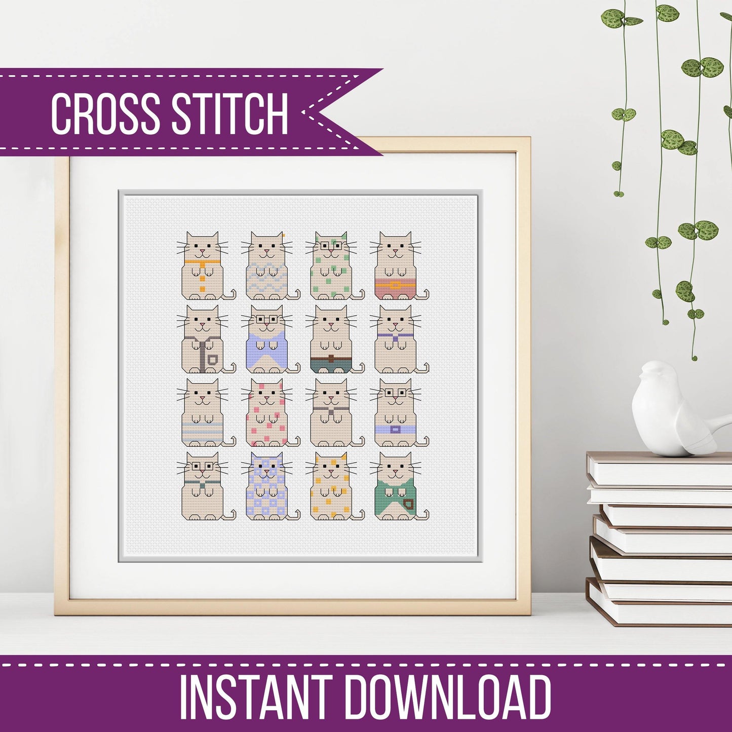 Cats - Blackwork Patterns & Cross Stitch by Peppermint Purple