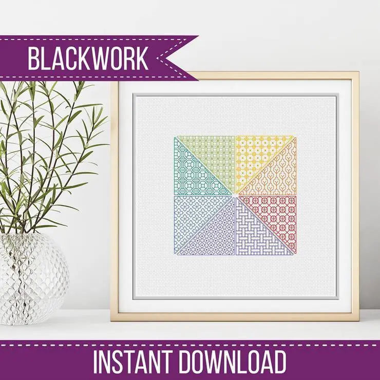 Coloured BlackWork Square - Blackwork Patterns & Cross Stitch by Peppermint Purple