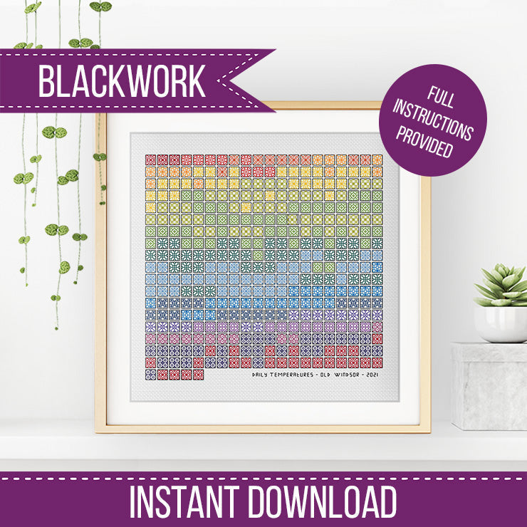 Daily Temperature Chart - Blackwork Patterns & Cross Stitch by Peppermint Purple