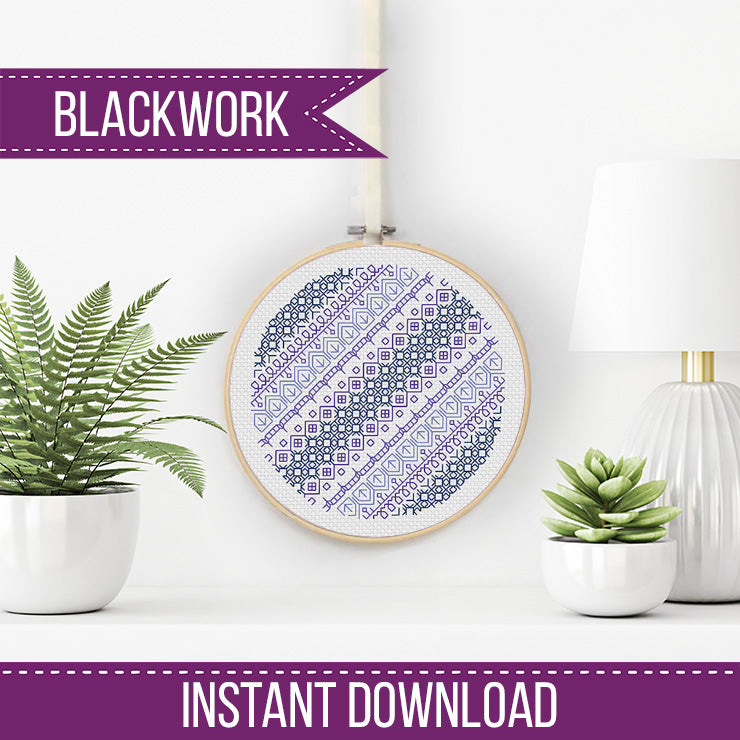 Diagonal Blues - Blackwork Patterns & Cross Stitch by Peppermint Purple