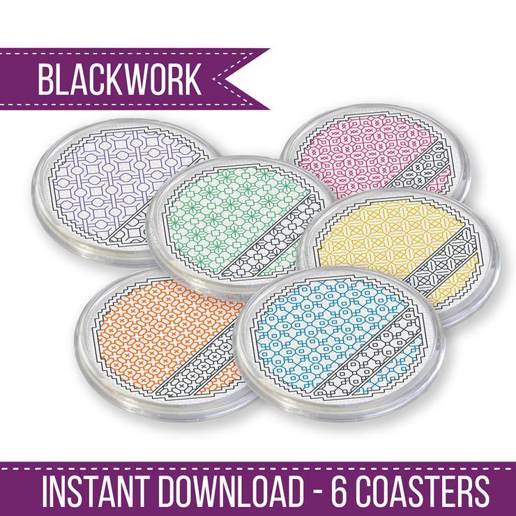 Diagonal Coasters - Blackwork Patterns & Cross Stitch by Peppermint Purple
