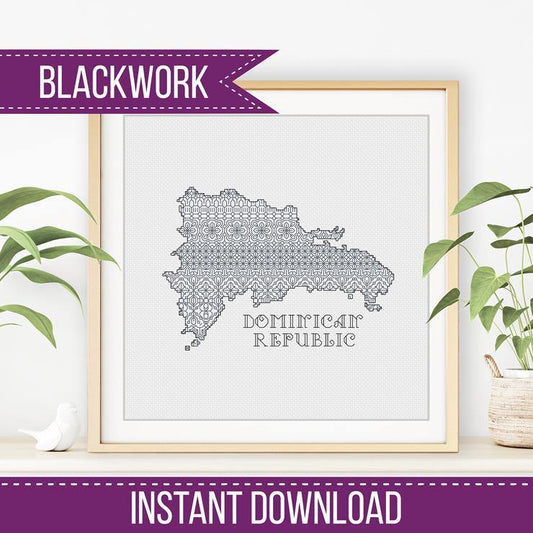 Dominican Republic Blackwork Pattern - Blackwork Patterns & Cross Stitch by Peppermint Purple