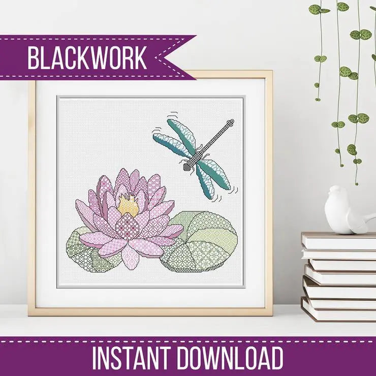 Dragonfly Blackwork Pattern - Blackwork Patterns & Cross Stitch by Peppermint Purple