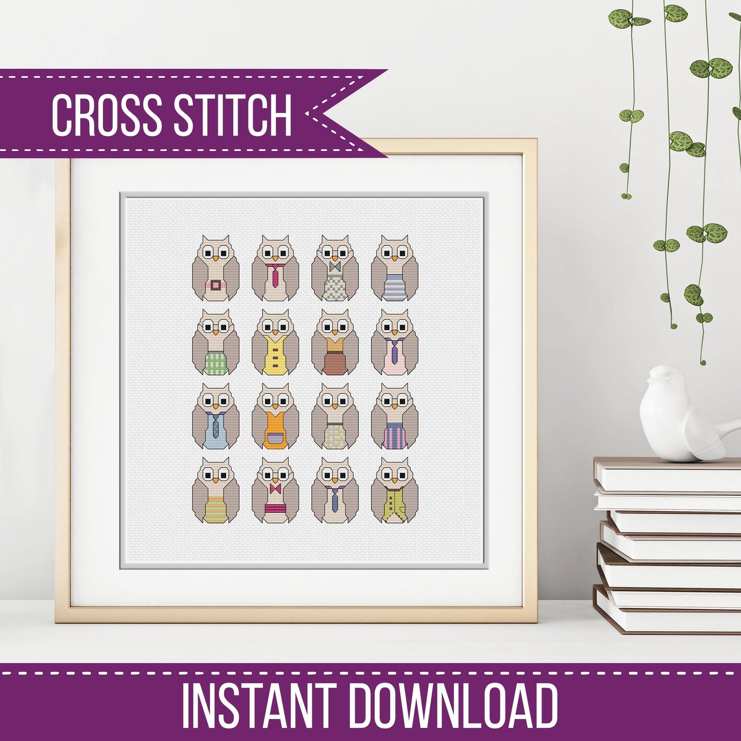 Dressed Owls - Blackwork Patterns & Cross Stitch by Peppermint Purple