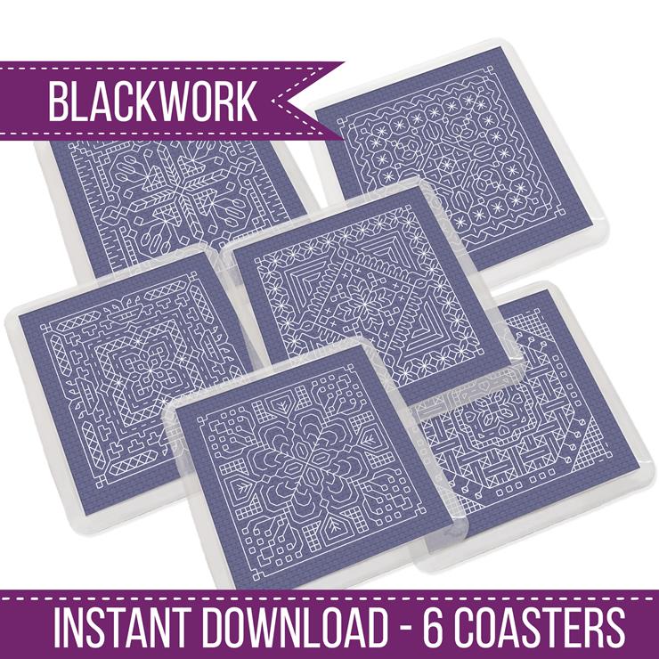 Dutch Tile Coasters - Blackwork Patterns & Cross Stitch by Peppermint Purple