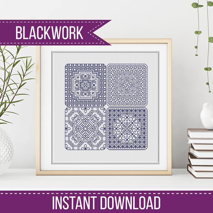 Dutch Tiles Mini Set 10 - Blackwork Patterns & Cross Stitch by Peppermint Purple