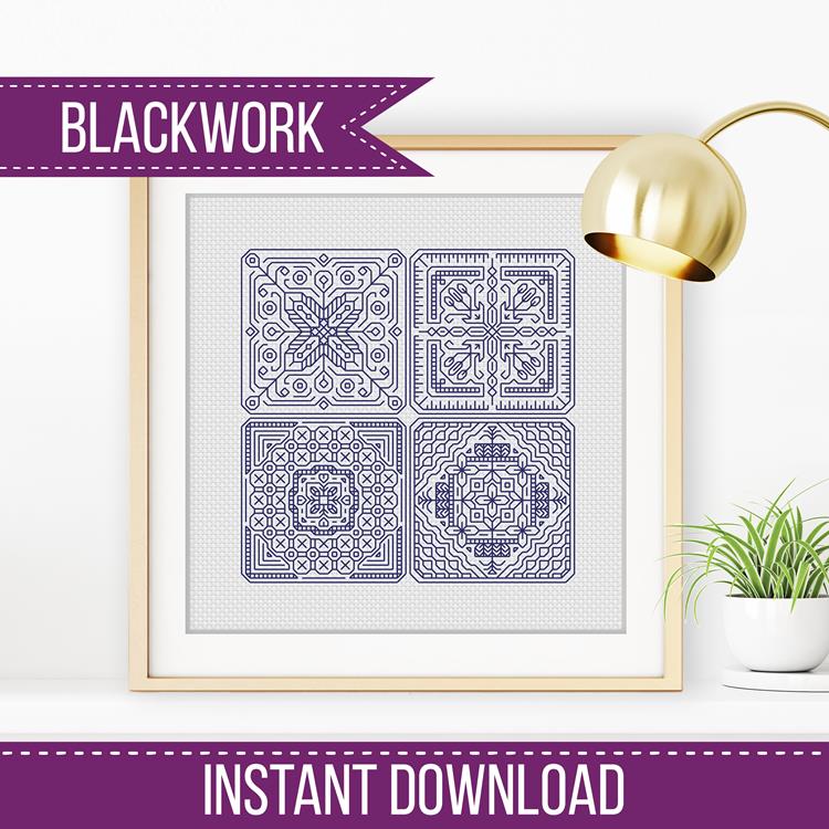 Dutch Tiles Mini Set 11 - Blackwork Patterns & Cross Stitch by Peppermint Purple