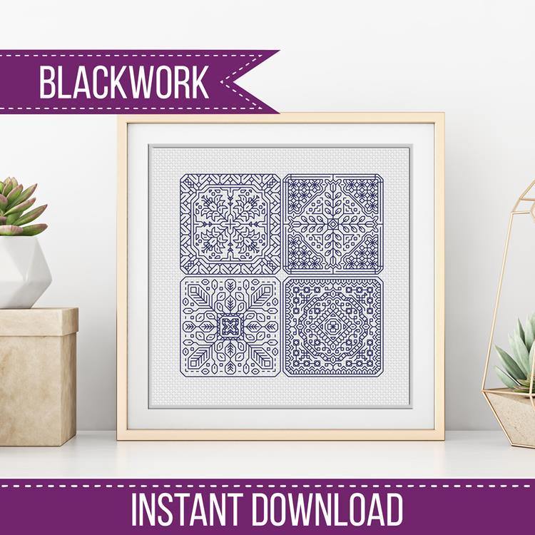 Dutch Tiles Mini Set 13 - Blackwork Patterns & Cross Stitch by Peppermint Purple