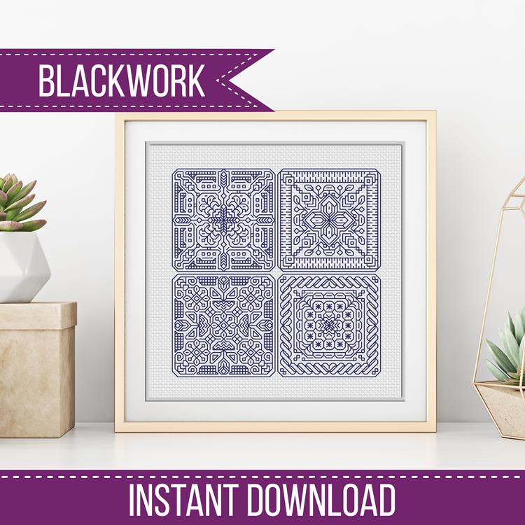 Dutch Tiles Mini Set 14 - Blackwork Patterns & Cross Stitch by Peppermint Purple