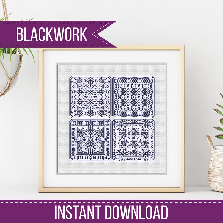 Dutch Tiles Mini Set 15 - Blackwork Patterns & Cross Stitch by Peppermint Purple