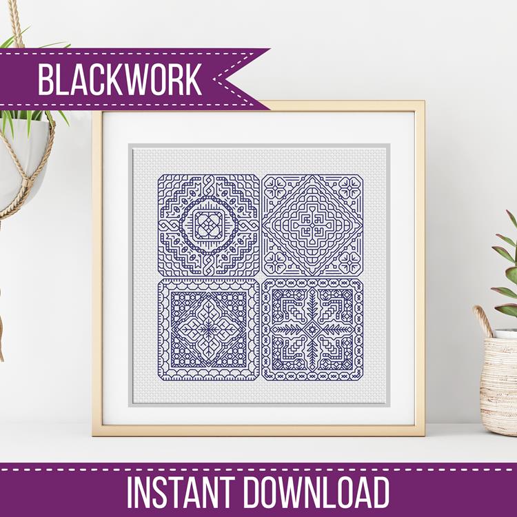 Dutch Tiles Mini Set 18 - Blackwork Patterns & Cross Stitch by Peppermint Purple