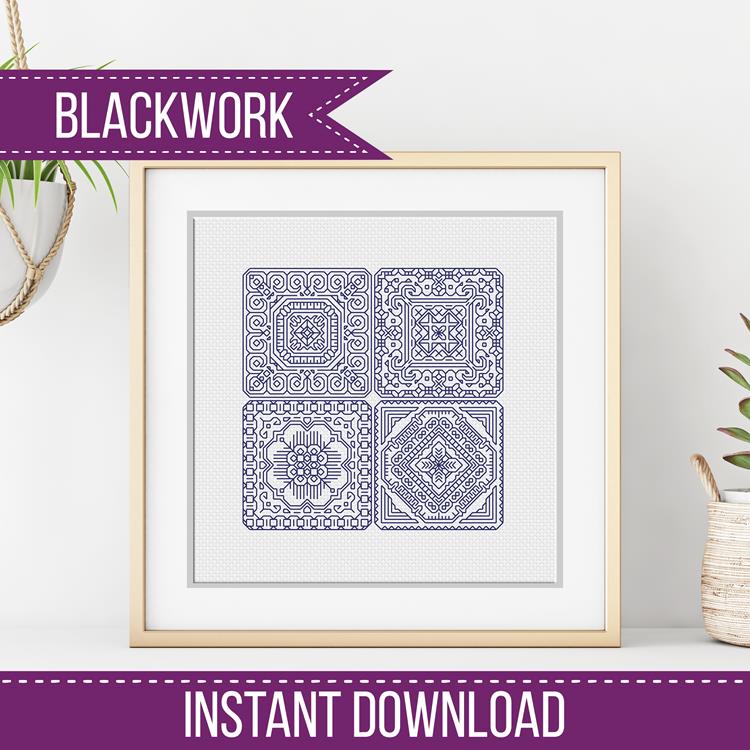 Dutch Tiles Mini Set 2 - Blackwork Patterns & Cross Stitch by Peppermint Purple