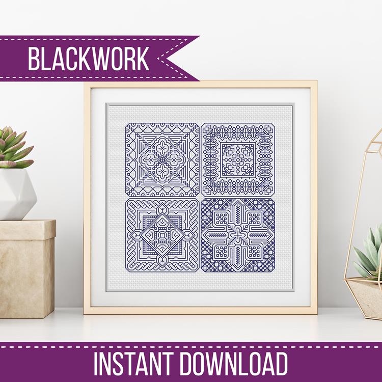 Dutch Tiles Mini Set 20 - Blackwork Patterns & Cross Stitch by Peppermint Purple