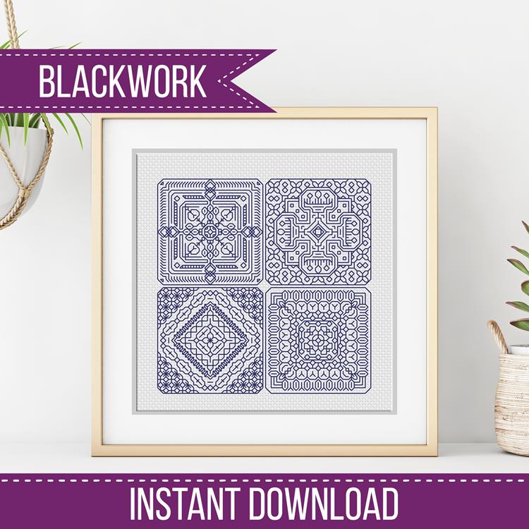 Dutch Tiles Mini Set 21 - Blackwork Patterns & Cross Stitch by Peppermint Purple