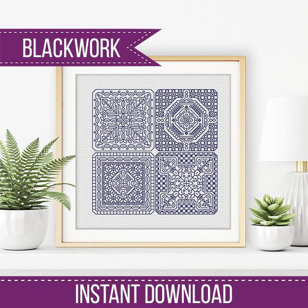 Dutch Tiles Mini Set 22 - Blackwork Patterns & Cross Stitch by Peppermint Purple