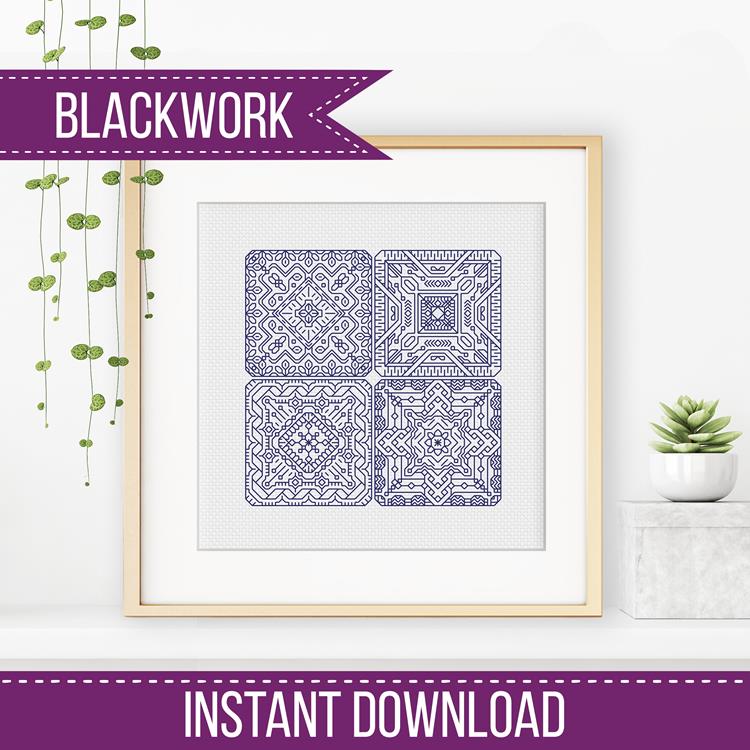Dutch Tiles Mini Set 3 - Blackwork Patterns & Cross Stitch by Peppermint Purple