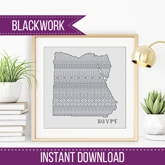 Egypt Blackwork Pattern - Blackwork Patterns & Cross Stitch by Peppermint Purple