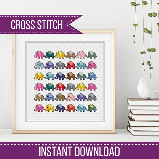 Elephants - Blackwork Patterns & Cross Stitch by Peppermint Purple