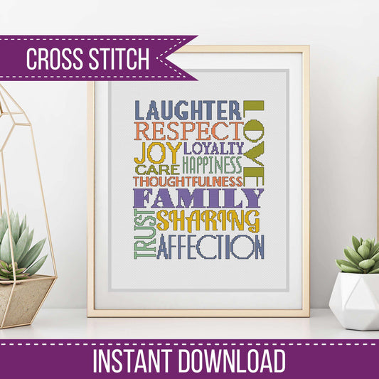 Family Words - Blackwork Patterns & Cross Stitch by Peppermint Purple