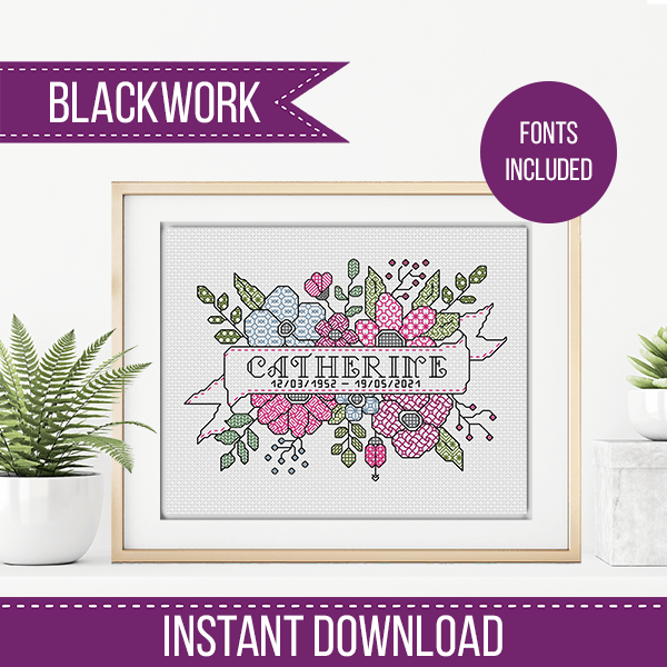 Floral Name - Blackwork Patterns & Cross Stitch by Peppermint Purple