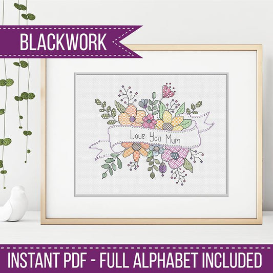 Floral Ribbon - Blackwork Patterns & Cross Stitch by Peppermint Purple