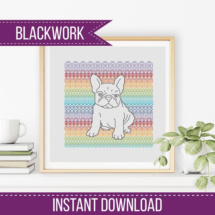 French Bulldog - Blackwork Patterns & Cross Stitch by Peppermint Purple