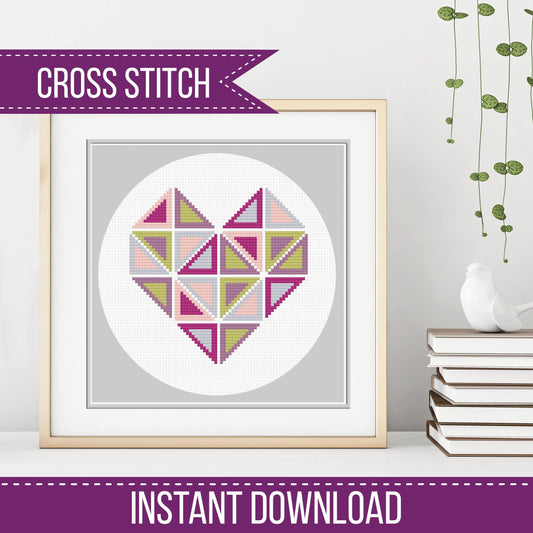 Geometric Heart - Blackwork Patterns & Cross Stitch by Peppermint Purple
