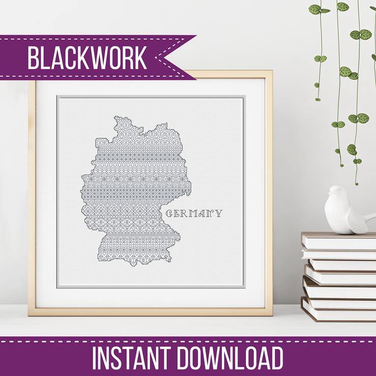 Germany Blackwork Pattern - Blackwork Patterns & Cross Stitch by Peppermint Purple