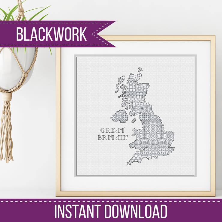 Great Britain Blackwork - Blackwork Patterns & Cross Stitch by Peppermint Purple