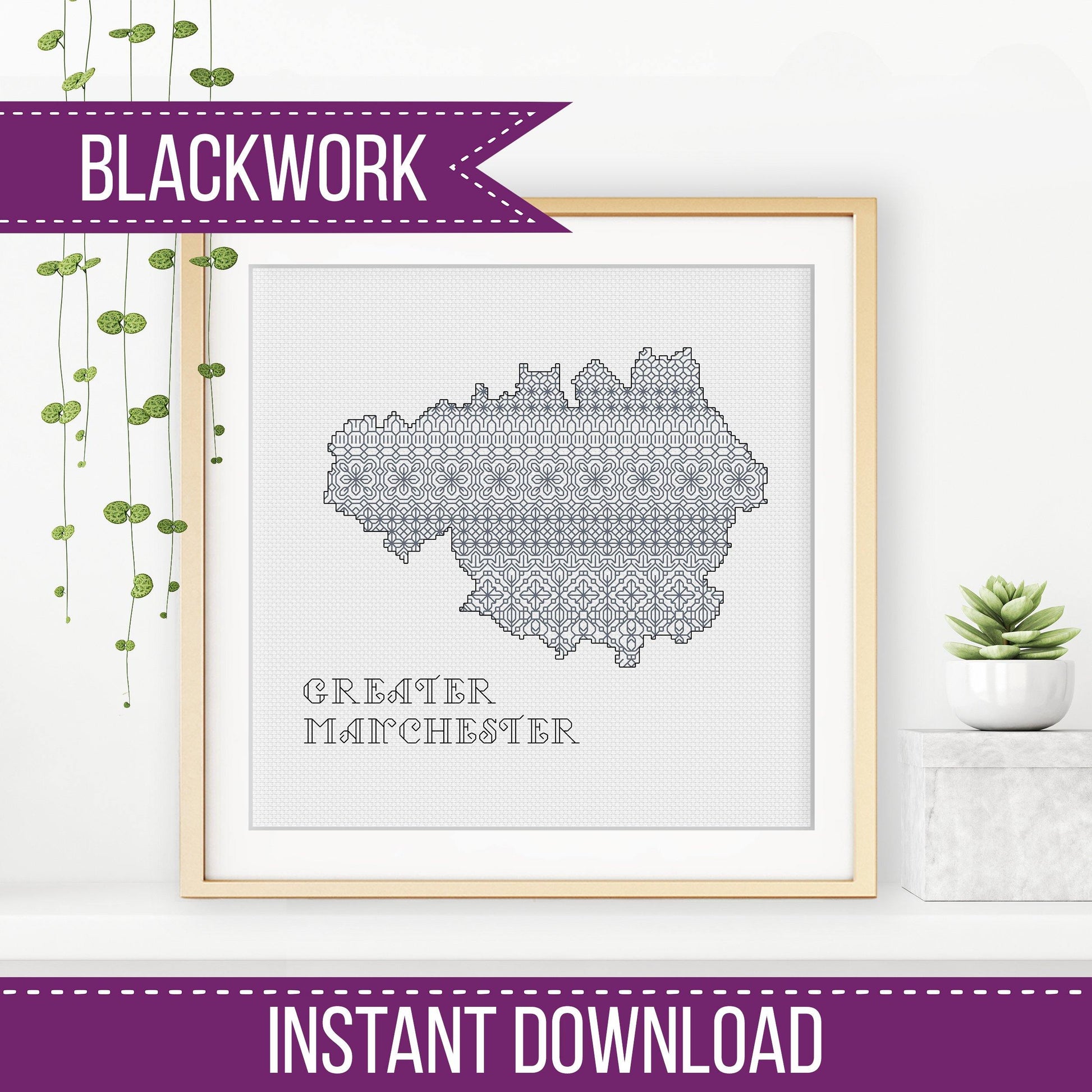 Greater Manchester Blackwork - Blackwork Patterns & Cross Stitch by Peppermint Purple