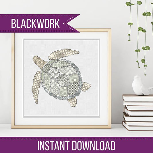 Green Sea Turtle - Blackwork Patterns & Cross Stitch by Peppermint Purple