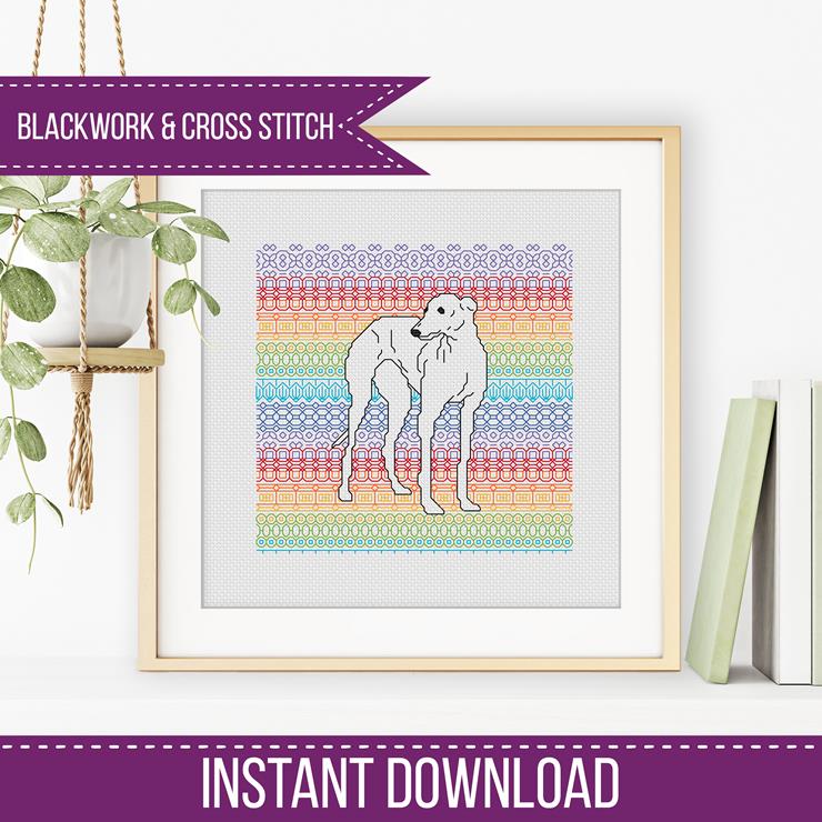 Greyhound - Blackwork Patterns & Cross Stitch by Peppermint Purple