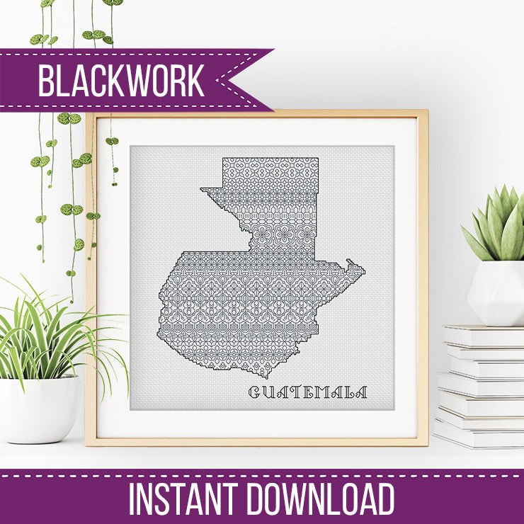 Guatemala Blackwork Pattern - Blackwork Patterns & Cross Stitch by Peppermint Purple