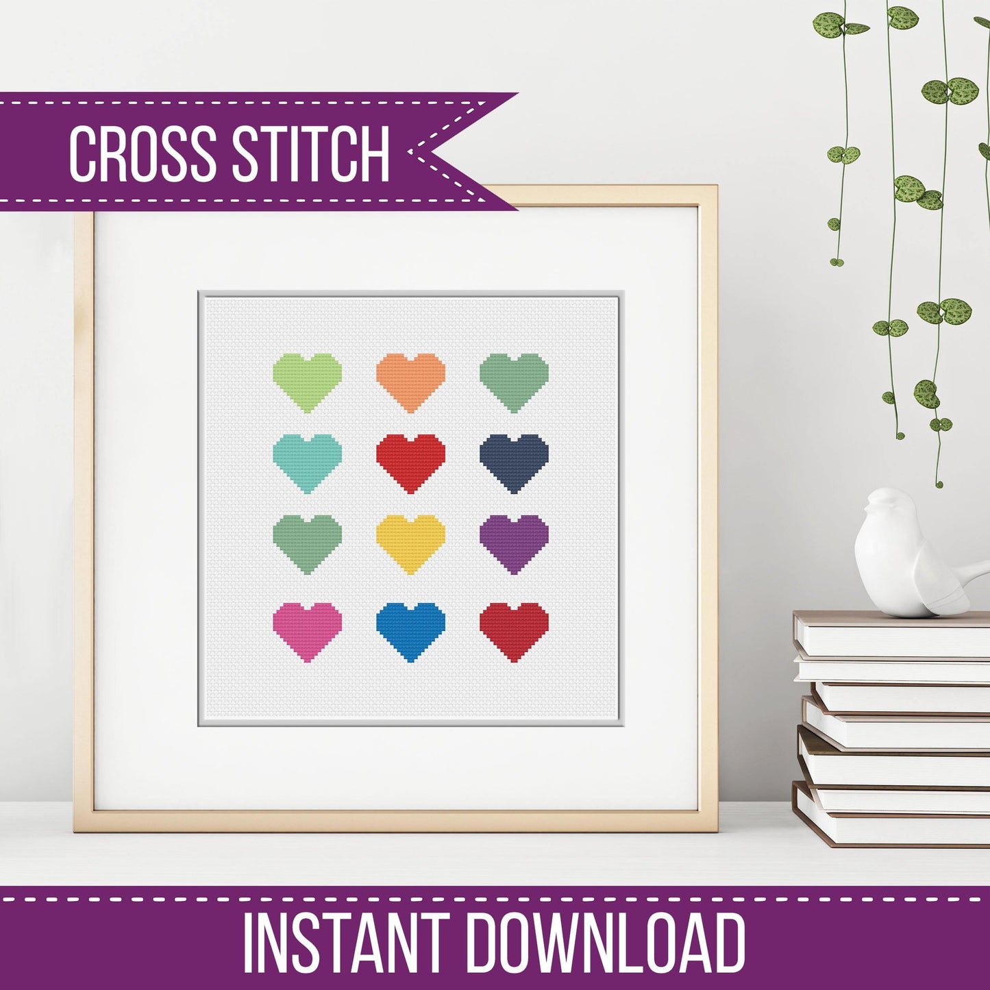 Heart Modern Cross Stitch - Blackwork Patterns & Cross Stitch by Peppermint Purple