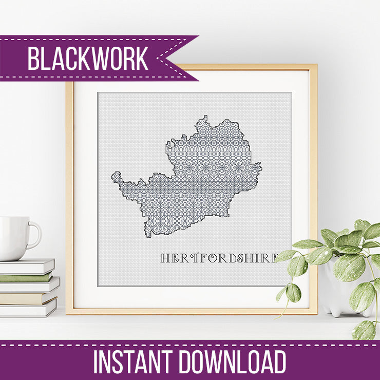 Hertfordshire Blackwork Pattern - Blackwork Patterns & Cross Stitch by Peppermint Purple