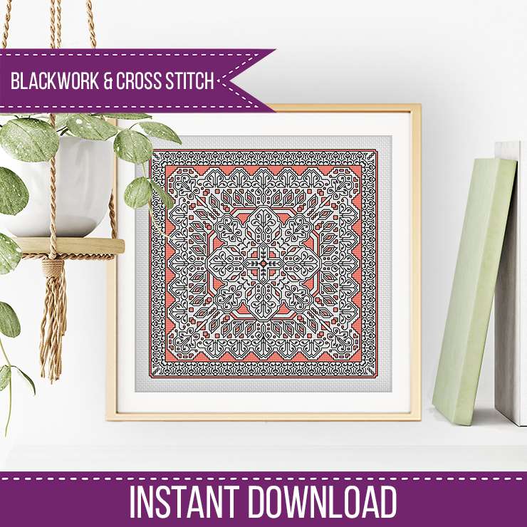 Hints of Coral - Blackwork Patterns & Cross Stitch by Peppermint Purple