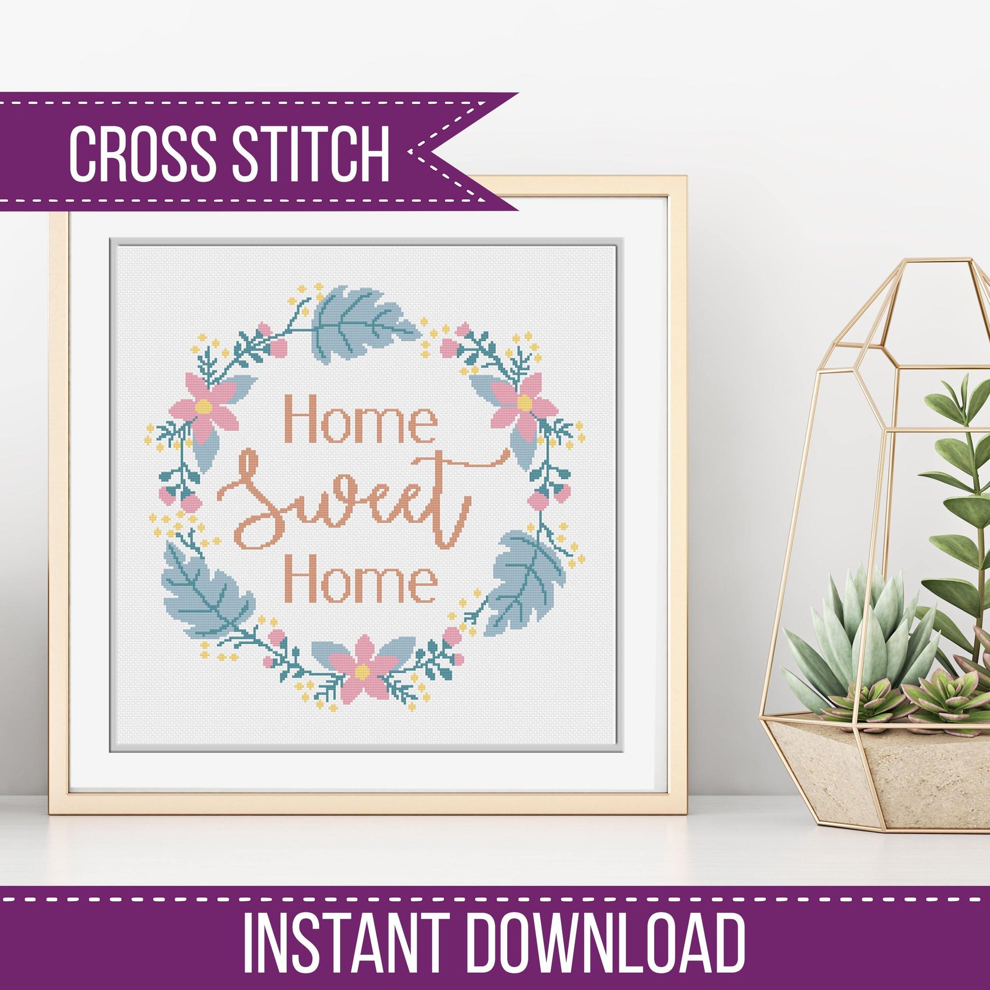 Home Sweet Home Chart - Blackwork Patterns & Cross Stitch by Peppermint Purple