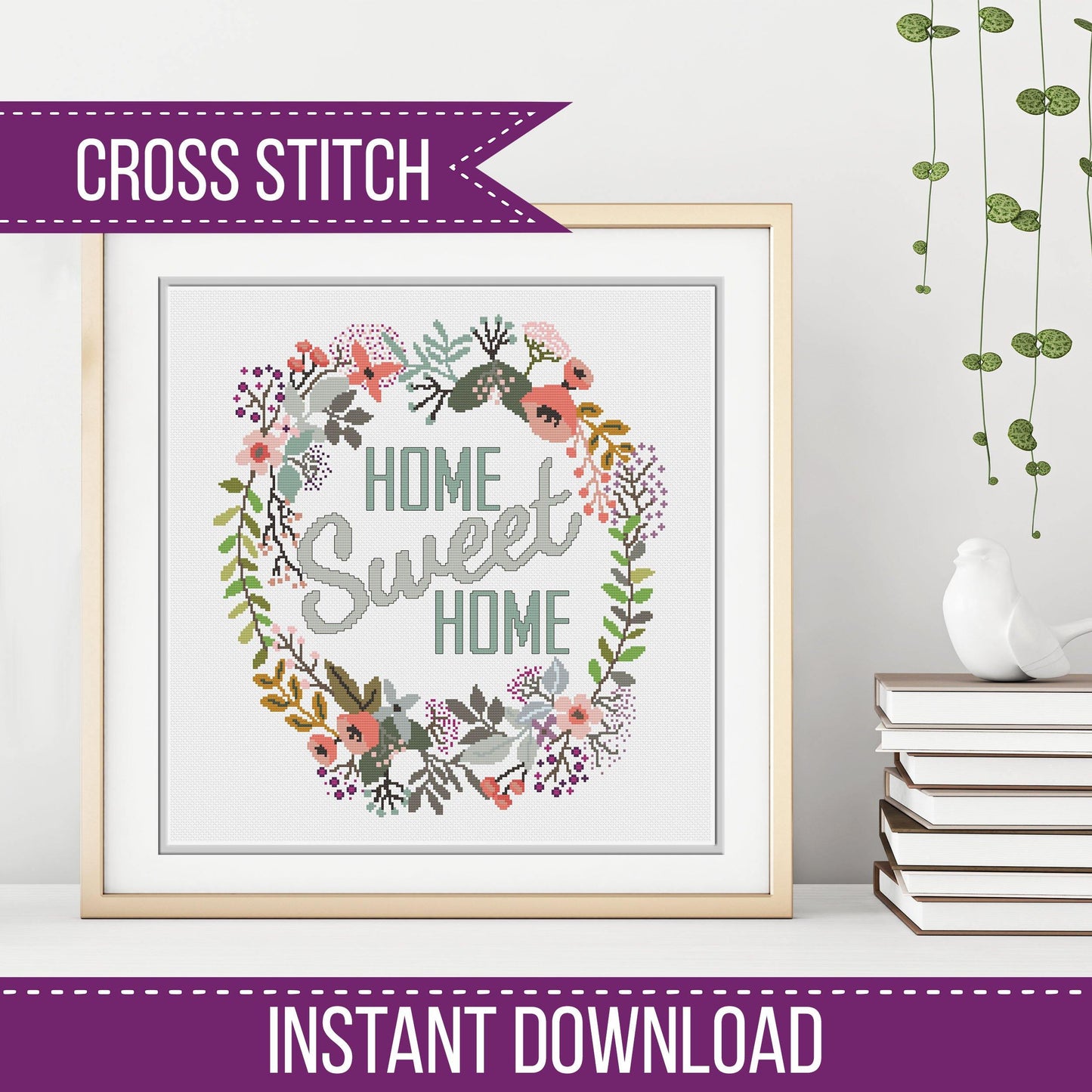 Home Sweet Home; Cross Stitch Pattern - by Peppermint Purple home-sweet-home-cross-stitch-pattern-by-peppermint-purple