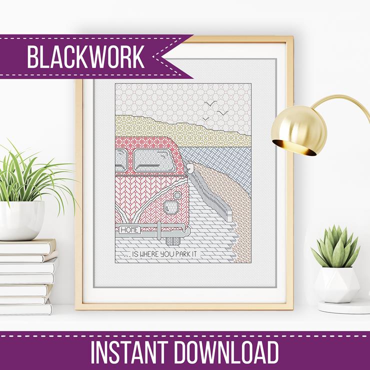 Home is Where you Park it - Blackwork Patterns & Cross Stitch by Peppermint Purple