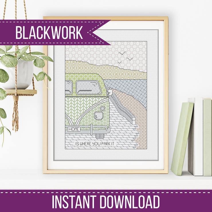 Home is Where you Park it - Blackwork Patterns & Cross Stitch by Peppermint Purple