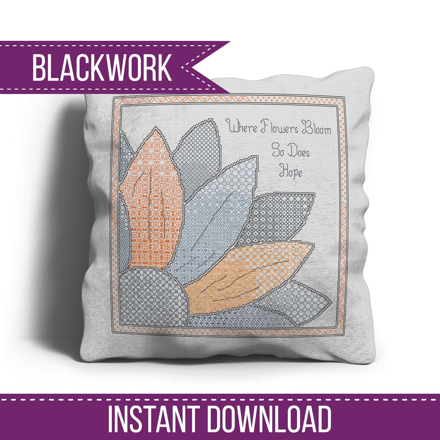 Hope Blooms - Blackwork Patterns & Cross Stitch by Peppermint Purple