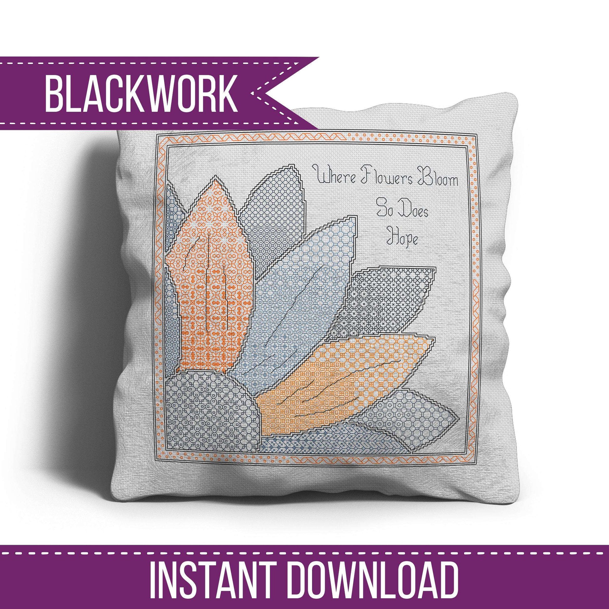 Hope Blooms - Blackwork Patterns & Cross Stitch by Peppermint Purple