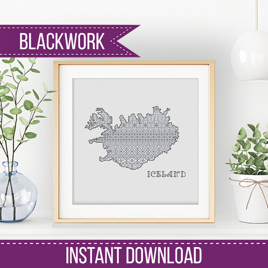 Iceland Blackwork Pattern - Blackwork Patterns & Cross Stitch by Peppermint Purple