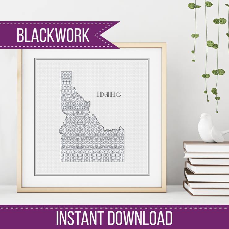 Idaho Blackwork - Blackwork Patterns & Cross Stitch by Peppermint Purple