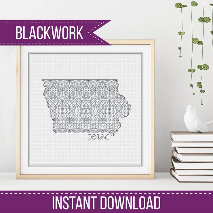 Iowa Blackwork - Blackwork Patterns & Cross Stitch by Peppermint Purple