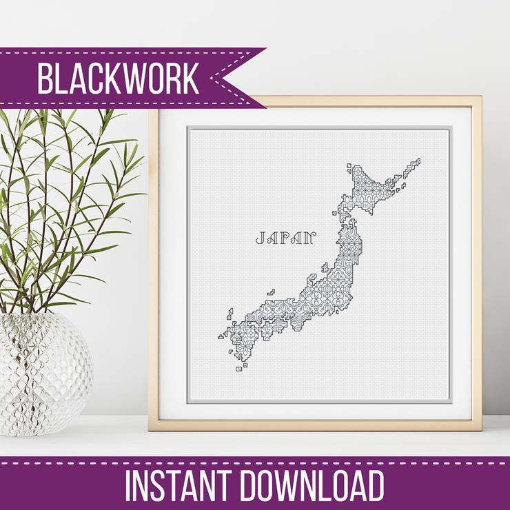 Japan Blackwork Pattern - Blackwork Patterns & Cross Stitch by Peppermint Purple