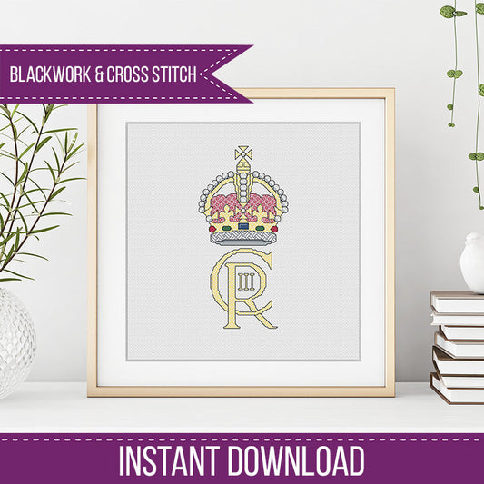 King Charles III - Blackwork Patterns & Cross Stitch by Peppermint Purple